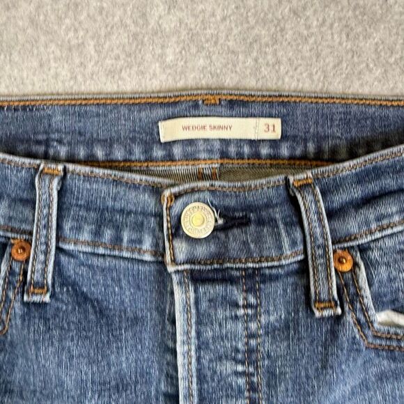 Levis Womens Size 31 Wedgie Fit Skinny Denim Jeans Blue High Rise Button Fly - Picture 2 of 10